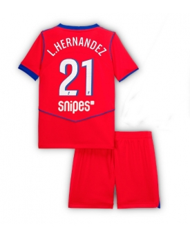 Billige Fotballdrakt Paris Saint-Germain Lucas Hernandez #21 Replika Tredjedraktsett Barn 2025-26 Kortermet (med bukser)